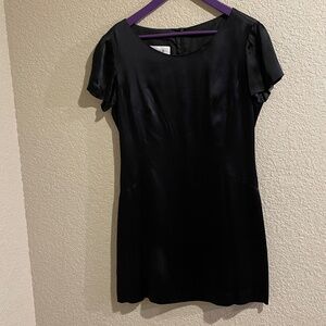 MOSCHINO black satin micro mini dress